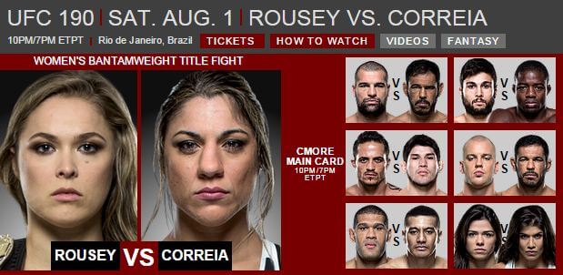 UFC 190 Söndag morgon 2 augusti