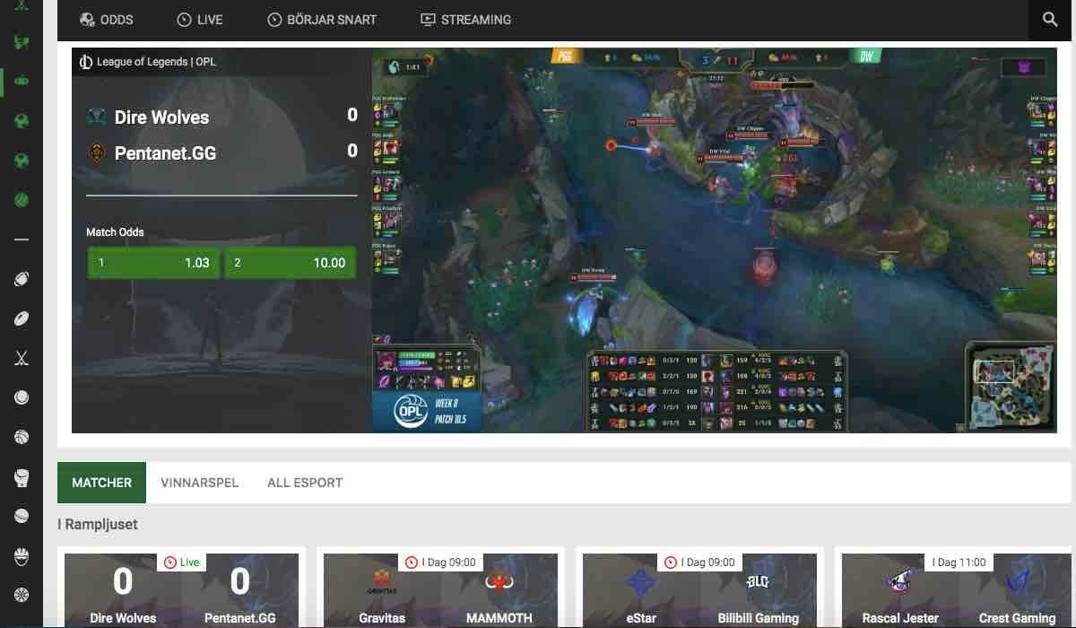 esport live streaming unibet