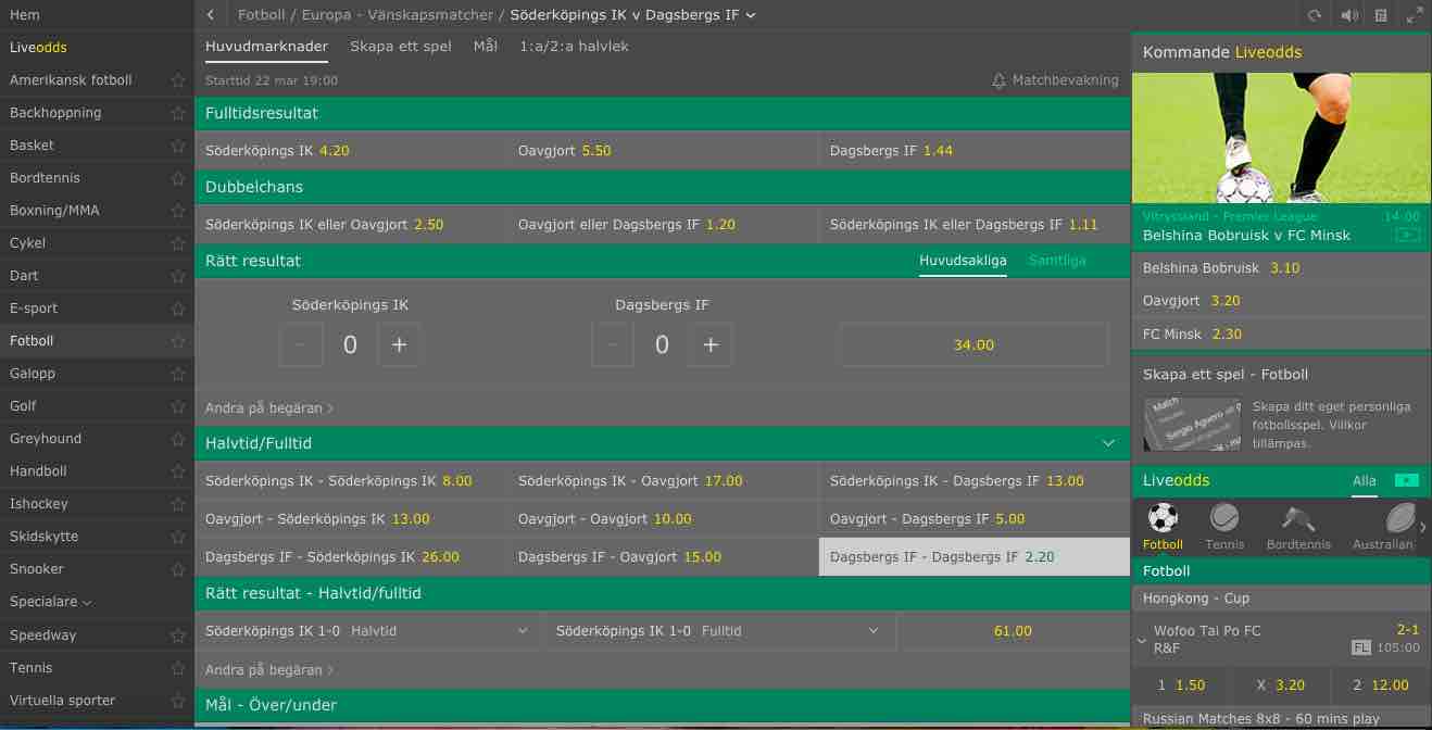Söderköpings IK - Dagsbergs IF odds